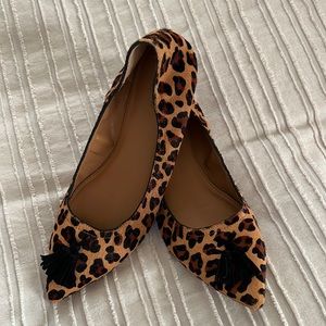 J. Crew Calf Hair Tassel Stretch Flats